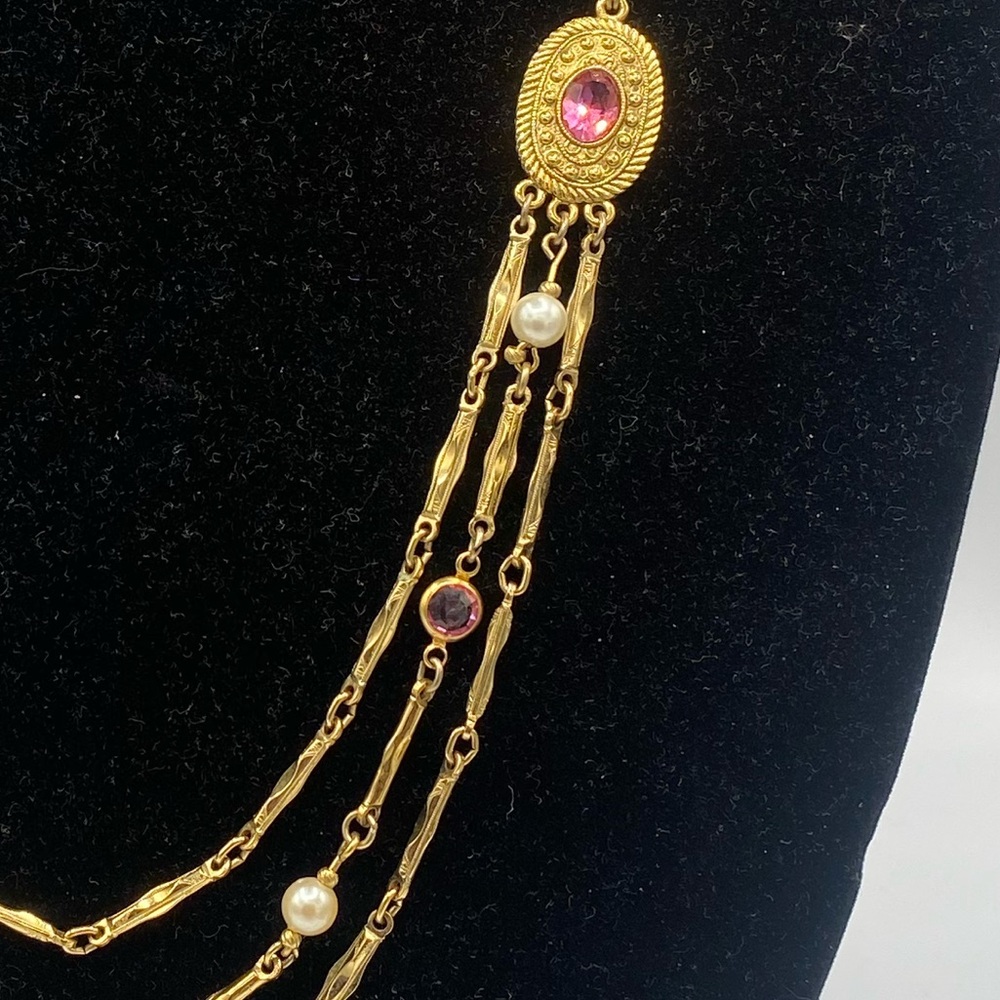 1928 Gold tone Layered Chain Necklace - Picture 4 of 7